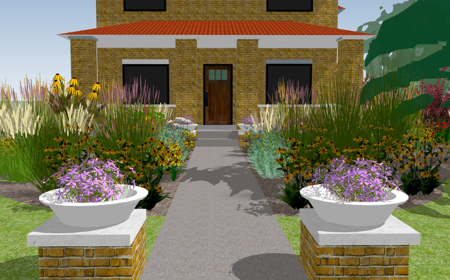 3D rendering of front yard